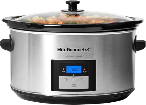 Elite Gourmet MST-1234B## 6 Quart Diamond Pattern Slow Cooker, Removable & EG6201 Extra Deep 12"x12"x3.2" (7.5Qt.) Scratch Resistant Dishwasher Safe in Saudi Arabia