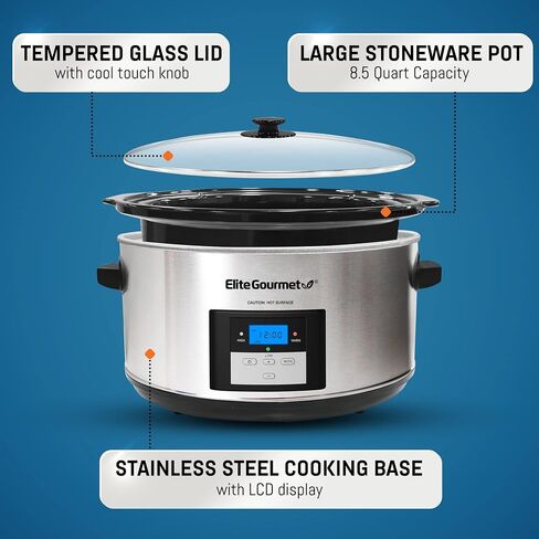Elite Gourmet MST-1234B## 6 Quart Diamond Pattern Slow Cooker, Removable & EG6201 Extra Deep 12"x12"x3.2" (7.5Qt.) Scratch Resistant Dishwasher Safe in Saudi Arabia