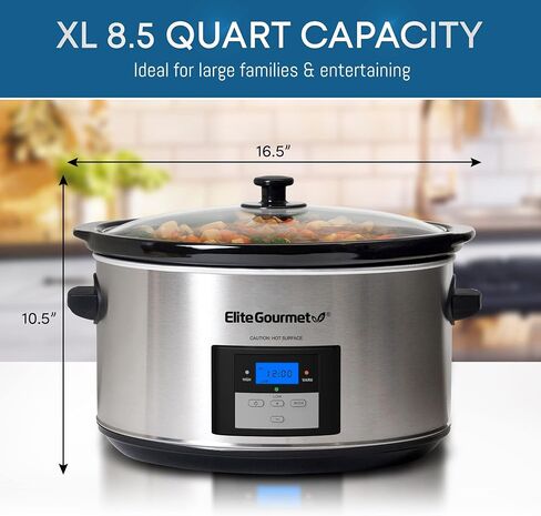 Elite Gourmet MST-1234B## 6 Quart Diamond Pattern Slow Cooker, Removable & EG6201 Extra Deep 12"x12"x3.2" (7.5Qt.) Scratch Resistant Dishwasher Safe in Saudi Arabia