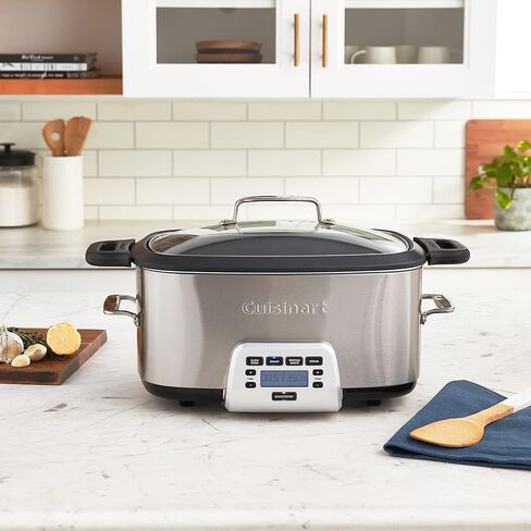 Cuisinart PSC-350 3-1/2-Quart طباخ بطيء قابل للبرمجة، فضي، 9-1/2 بوصة ارتفاع × 9.1 بوصة عرض × 12.67 بوصة طول in Kuwait