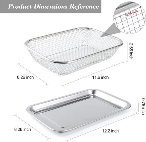ELEATTRUN Air Fryer Basket Stainless Steel Air Fryer Tray Non-Stick Mesh Baskets Air Fryer Rack Sets Air Fryer Accessories for Oven Cooling Rack for Baking & Crispy Foods (Mesh Basket 2Pcs) in Saudi Arabia