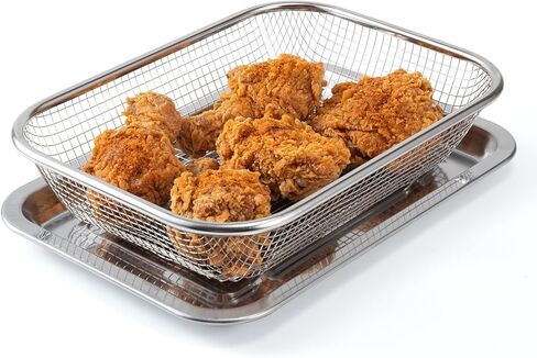 ELEATTRUN Air Fryer Basket Stainless Steel Air Fryer Tray Non-Stick Mesh Baskets Air Fryer Rack Sets Air Fryer Accessories for Oven Cooling Rack for Baking & Crispy Foods (Mesh Basket 2Pcs) in Saudi Arabia