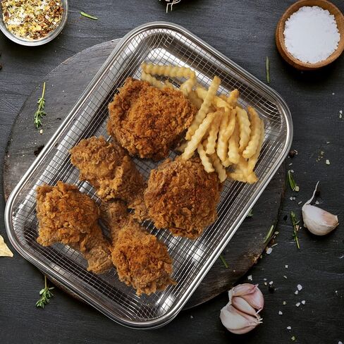 ELEATTRUN Air Fryer Basket Stainless Steel Air Fryer Tray Non-Stick Mesh Baskets Air Fryer Rack Sets Air Fryer Accessories for Oven Cooling Rack for Baking & Crispy Foods (Mesh Basket 2Pcs) in Saudi Arabia