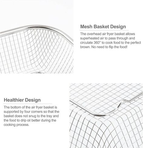 ELEATTRUN Air Fryer Basket Stainless Steel Air Fryer Tray Non-Stick Mesh Baskets Air Fryer Rack Sets Air Fryer Accessories for Oven Cooling Rack for Baking & Crispy Foods (Mesh Basket 2Pcs) in Saudi Arabia