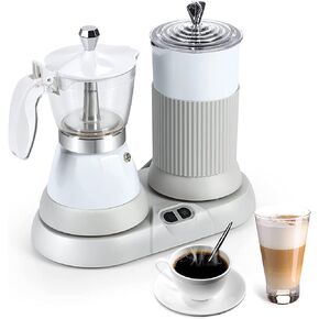 ماكينة اسبريسو هاكفيا، ماكينة صنع قهوة اسبريسو محمولة وماكينة كابتشينو لاتيه مع رغوة الحليب، ماكينة اسبريسو مع جهاز بخار، وعاء موكا 2 في 1 للمنزل والمكتب والسفر، 2-3 أكواب، من الألومنيوم in Kuwait