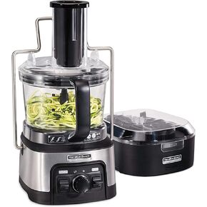 Hamilton Beach Professional Stack & Snap Food Processor & Veggie Spiralizer for Slicing, Shredding and Kneading, Extra-Large 3" Feed Chute Fits Whole Vegetables, 12 Cups, Stainless Steel (70815) in Kuwait