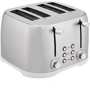 Amazon Basics 4 Slice Toaster with 6 Browning Settings, Removable Easy-to-Clean Crumb Tray, Cancel Button, 1600W, Black