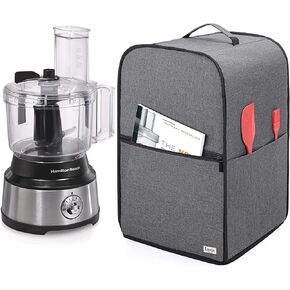 Luxja Food Processor Cover for Cuisinart and Hamilton Beach 10-14 Cup Processor, Food Processor Dust Cover with Accessories Pockets, Black
