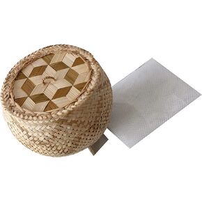 Heavens Tvcz Sticky Rice Cooker Steamer Handmade Natural Thai Bamboo Small Pot Insert Wicker Cooking Glutinous Rice Free Cheesecloth Filter Free, 5.00 x 4.50 x 2.50 inches in Kuwait