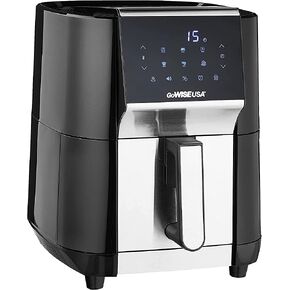 GoWISE USA 7-Quart Air Fryer & Dehydrator - with Ergonomic Touchscreen Display with Stackable Dehydrating Racks with Preheat & Broil Functions + 100 Recipes (Black/Stainless Steel) in Kuwait