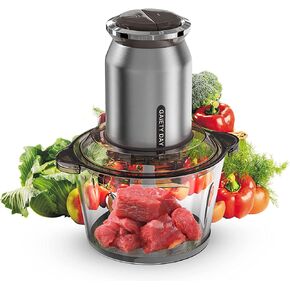 Gaiety Day Food Chopper 350 Watts, Meat Grinder 8 Cup Stainless Steel Detachable Dual Layer 4 Blade, 2 Speeds Food Processor 2L BPA-Free Glass Bowl for Meat, Vegetable & Fruits in Kuwait