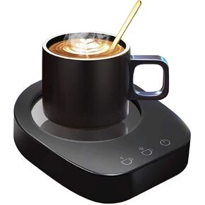 جهاز تدفئة قدح القهوة - جهاز تدفئة المشروبات على سطح المكتب - جهاز تدفئة الأكواب الكهربائية وماء الشاي وحليب الكاكاو للمكتب والاستخدام المنزلي بقوة 110 فولت، أفضل هدية لمحبي القهوة مع وظيفة إيقاف التشغيل التلقائي باللون الأسود (أسود) in Kuwait