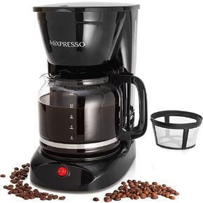 Mixpresso 12 Cup Drip Coffee Maker, Coffee Pot with Reusable Filter, Black | Glass Carafe Coffee Machine with Auto-Off, Anti-Drip, Water Window and Easy On/Off Switch for Convenient Everyday Brewing in Kuwait