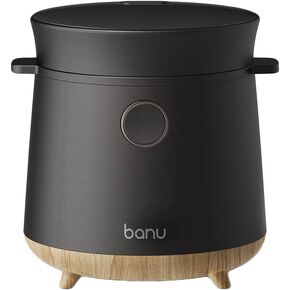 Banu Mini Low Carb Rice Cooker Japanese Low Carb Rice Cooker 3 Cups (white rice), 1 Cup (Low carb rice) Uncooked with Stainless Steel Steamer, Rice Maker Low Sugar Rice Function, 24H Delay Timer & Auto Keep Reduce One-Touch Cooking - Black