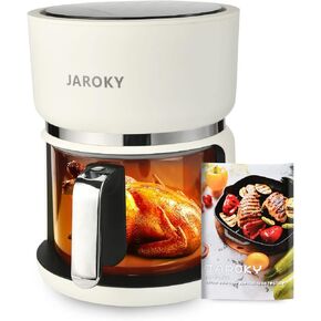 JORAKY Air Fryer, 3QT/3L Oil Free Electric Hot Glass Air Fryers Oven, 12-in1 White Air Fryers with Recipes Book, LED Touchscreen, Nonstick Basket, 1200W in Saudi Arabia