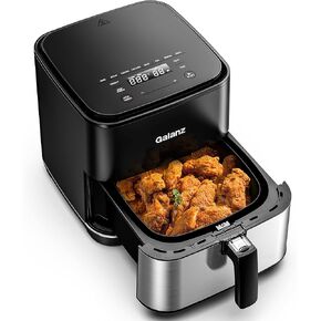 Galanz Oil Free Electric Digital Air Fryer with Touch Control Panel 8 Pre-Programmed Settings, Shake Alert, and Removable Non-Stick Fry Basket, 5.8 Quart, Stainless Steel in Kuwait