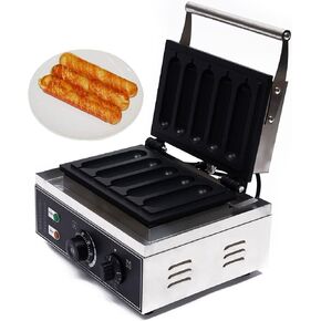 Commercial Corn Dog Waffle Maker 5 Piece Hot Dog Cheese Stick Press Iron,Temperature Controlled,Stainless Steel Waffle Bread Maker For Corn Dogs,Cheese Sticks,Cakes,Sausage Rolls,110V