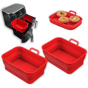 Collapsible Silicone Air Fryer Liners 8QT 10QT Ninja Dual (Gray) in Kuwait