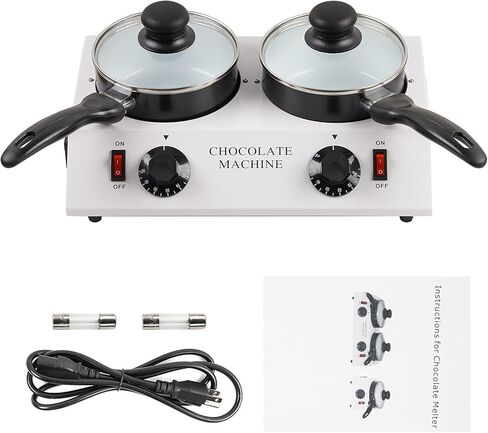 ZXMOTO آلة تقسية الشوكولاتة 110 فولت وعاء صهر الشوكولاتة الكهربائية فوندو ذوبان الشوكولاتة درجة حرارة قابلة للتعديل مثالية لحفلات الهالوين - وعاء غلاية مزدوج in Kuwait