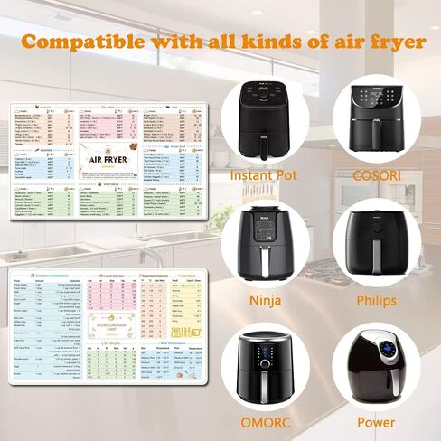 عبوتان من أوراق غش مغناطيسية طباخ كتاب الطهي متوافق مع جهاز قلي الهواء لدليل مرجعي سريع ملحقات مقلاة الهواء 15.24 سم × 27.94 سم in Kuwait