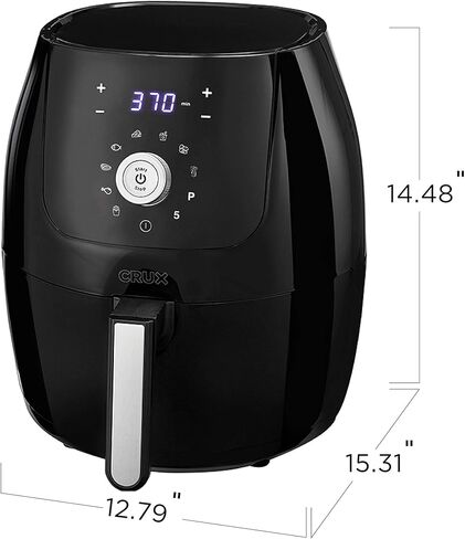 مقلاة الهواء الرقمية من كروكس 6QT، للقلي والطهي بالهواء، بدون زيوت، بدون متاعب درجة الحرارة وتحكم في المؤقت، سهلة التنظيف مع وعاء آمن قابل للإزالة في غسالة الأطباق وصينية تمشيط، لون أسود، مقاس واحد in Saudi Arabia