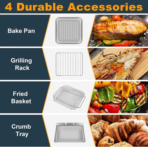 Air Fryer Oven, Homuz 7 In 1 Air Fryer Oilless Countertop Toaster Oven, 1500W 23QT Large Capacity Airfryer Toaster Oven with Timer and 4 Accessories, Fits for 9" Pizza, Stainless Steel, ETL Certified in Saudi Arabia