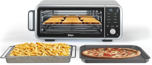 Ninja SP201 Digital Air Fry Pro Countertop 8-in-1 Oven with Extended Height, XL Capacity, Flip Up & Away Capability for Storage Space, with Air Fry Basket, Wire Rack & Crumb Tray, Silver in Saudi Arabia