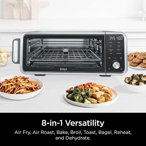 Ninja SP201 Digital Air Fry Pro Countertop 8-in-1 Oven with Extended Height, XL Capacity, Flip Up & Away Capability for Storage Space, with Air Fry Basket, Wire Rack & Crumb Tray, Silver in Saudi Arabia
