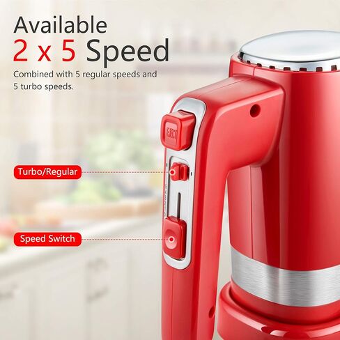 خلاط يدوي كهربائي من Bear، خلاط يدوي كهربائي بـ 5 سرعات بقدرة 300 واط مع توربو و4 ملحقات من الفولاذ المقاوم للصدأ لسهولة الخفق وخلط ملفات تعريف الارتباط والبراونيز والكعك وعجين العجين in Kuwait