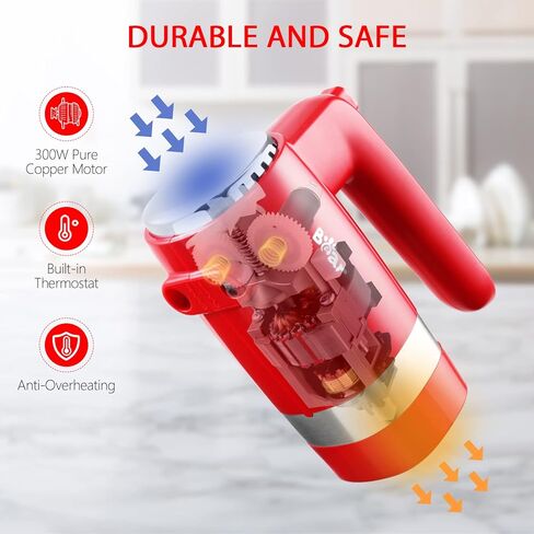 خلاط يدوي كهربائي من Bear، خلاط يدوي كهربائي بـ 5 سرعات بقدرة 300 واط مع توربو و4 ملحقات من الفولاذ المقاوم للصدأ لسهولة الخفق وخلط ملفات تعريف الارتباط والبراونيز والكعك وعجين العجين in Kuwait