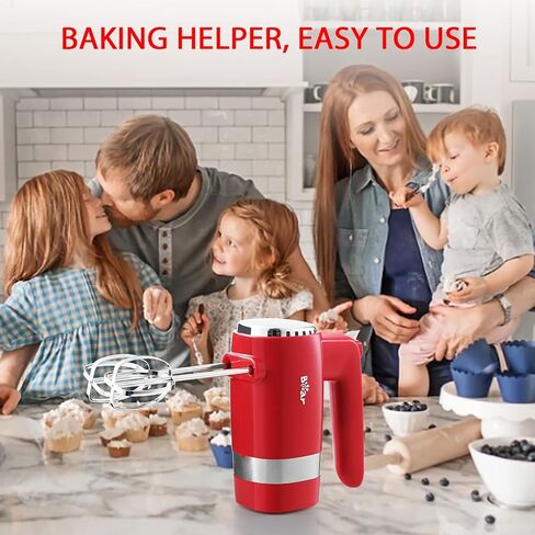 خلاط يدوي كهربائي من Bear، خلاط يدوي كهربائي بـ 5 سرعات بقدرة 300 واط مع توربو و4 ملحقات من الفولاذ المقاوم للصدأ لسهولة الخفق وخلط ملفات تعريف الارتباط والبراونيز والكعك وعجين العجين in Kuwait