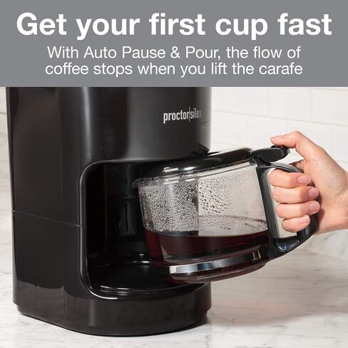 Proctor Silex Coffee Maker, Works with Smart Plugs That are Compatible with Alexa, Auto Pause and Serve, 10-Cup, Black in Saudi Arabia