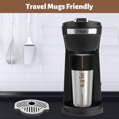 2 in 1 Single Serve Coffee Maker for K Cup Pods & Ground Coffee, Mini K Cup Coffee Machine with 6 to 14 oz Brew Sizes, Single Cup Coffee Brewer with One-Press Fast Brewing, Reusable Filters, Black in Saudi Arabia