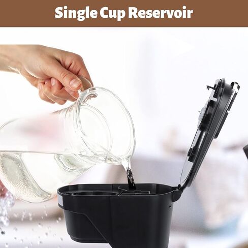 2 in 1 Single Serve Coffee Maker for K Cup Pods & Ground Coffee, Mini K Cup Coffee Machine with 6 to 14 oz Brew Sizes, Single Cup Coffee Brewer with One-Press Fast Brewing, Reusable Filters, Black in Saudi Arabia