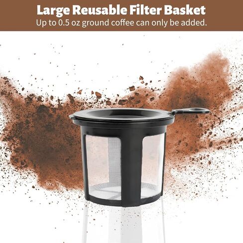 2 in 1 Single Serve Coffee Maker for K Cup Pods & Ground Coffee, Mini K Cup Coffee Machine with 6 to 14 oz Brew Sizes, Single Cup Coffee Brewer with One-Press Fast Brewing, Reusable Filters, Black in Saudi Arabia