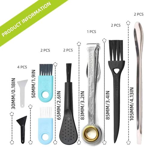 FANVA Black Scrapers, Brushes & Spoons Kit with 3 in 1 cleaning tool for Spice Grinder include 4 Pcs Scrapers,6 Pcs 3 Types of Brushes,2 Spoons,1 Pcs Plastic Jar and A Storage Box in Saudi Arabia