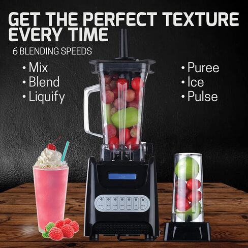 OVENTE Kitchen Countertop Blender with Dispenser Stainless Steel Blade & 1.5L BPA-Free Portable Easy Clean Jar, 1000 Watt Base Powered Electric Mixer for Smoothie Protein Shakes, Black BLH1000B in Saudi Arabia