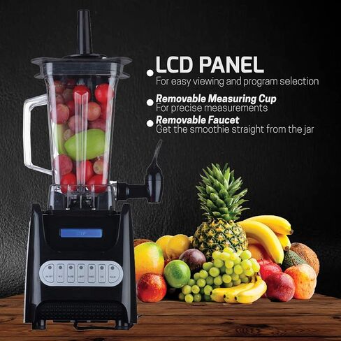 OVENTE Kitchen Countertop Blender with Dispenser Stainless Steel Blade & 1.5L BPA-Free Portable Easy Clean Jar, 1000 Watt Base Powered Electric Mixer for Smoothie Protein Shakes, Black BLH1000B in Saudi Arabia