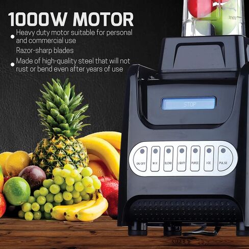 OVENTE Kitchen Countertop Blender with Dispenser Stainless Steel Blade & 1.5L BPA-Free Portable Easy Clean Jar, 1000 Watt Base Powered Electric Mixer for Smoothie Protein Shakes, Black BLH1000B in Saudi Arabia