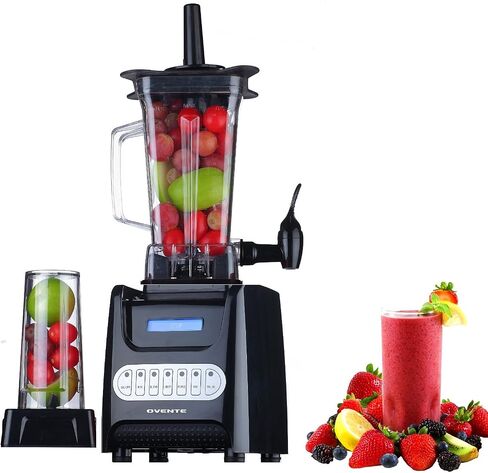 OVENTE Kitchen Countertop Blender with Dispenser Stainless Steel Blade & 1.5L BPA-Free Portable Easy Clean Jar, 1000 Watt Base Powered Electric Mixer for Smoothie Protein Shakes, Black BLH1000B in Saudi Arabia