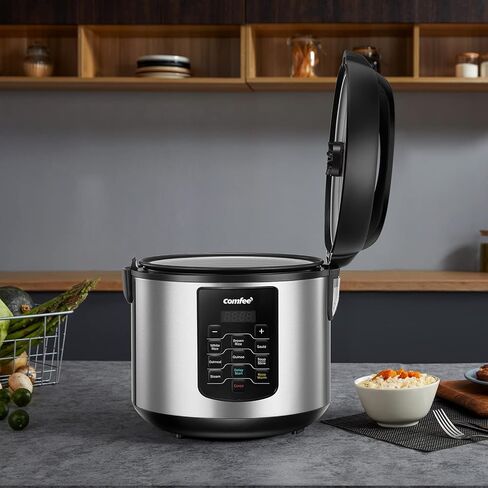 جهاز طبخ الأرز من كومفي 10 أكواب غير مطبوخة/20 كوب مطبوخ، صانع الأرز، جهاز طهي بالبخار، مقلي، جهاز طهي بالبخار وأكثر دفئًا، سعة كبيرة 5.2 لتر، أرز بني، كينوا ودقيق الشوفان، 8 برامج بلمسة واحدة in Kuwait