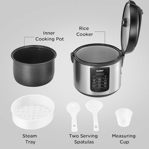 جهاز طبخ الأرز من كومفي 10 أكواب غير مطبوخة/20 كوب مطبوخ، صانع الأرز، جهاز طهي بالبخار، مقلي، جهاز طهي بالبخار وأكثر دفئًا، سعة كبيرة 5.2 لتر، أرز بني، كينوا ودقيق الشوفان، 8 برامج بلمسة واحدة in Kuwait