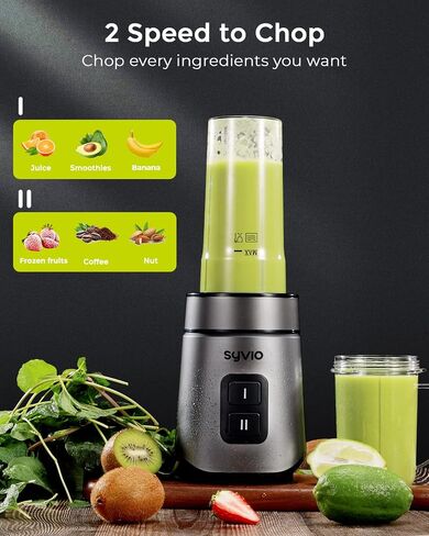 Syvio Bullet Blender for Shakes and Smoothies, 600W Personal Blender, Smoothie Blender with 2 BPA-Free 20 Oz Sport Cup, 2 Party Mugs, 1 * 10 Oz short cup,Easy to Clean in Saudi Arabia