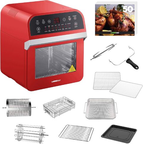 GoWISE USA GW44800-O Deluxe 12.7-Quarts 15-in-1 Electric Air Fryer Oven with Rotisserie and Dehydrator + 50 Recipes QT, Black/Silver in Saudi Arabia