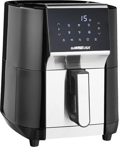 GoWISE USA 7-Quart Air Fryer & Dehydrator - with Ergonomic Touchscreen Display with Stackable Dehydrating Racks with Preheat & Broil Functions + 100 Recipes (Black/Stainless Steel) in Kuwait