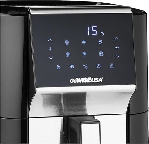 GoWISE USA 7-Quart Air Fryer & Dehydrator - with Ergonomic Touchscreen Display with Stackable Dehydrating Racks with Preheat & Broil Functions + 100 Recipes (Black/Stainless Steel) in Kuwait