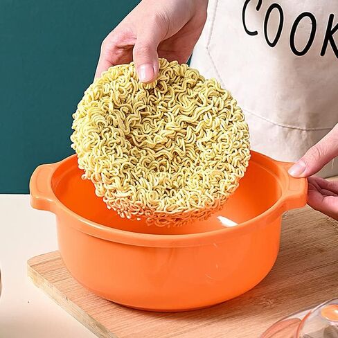 Microwave Safe Ramen Cooker, Ramen Noodle Bowl, Easy Mac, Microwave Pasta Cooker, Microwave Bowls with Lids Ideal for Dorm Room Essentials for Girls Boys, Dishwasher & Microwave Safe (Medium, Orange) in Kuwait