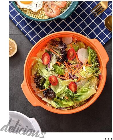 Microwave Safe Ramen Cooker, Ramen Noodle Bowl, Easy Mac, Microwave Pasta Cooker, Microwave Bowls with Lids Ideal for Dorm Room Essentials for Girls Boys, Dishwasher & Microwave Safe (Medium, Orange) in Kuwait