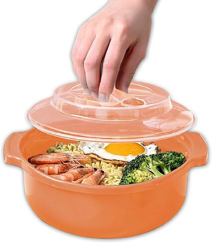 Microwave Safe Ramen Cooker, Ramen Noodle Bowl, Easy Mac, Microwave Pasta Cooker, Microwave Bowls with Lids Ideal for Dorm Room Essentials for Girls Boys, Dishwasher & Microwave Safe (Medium, Orange) in Kuwait