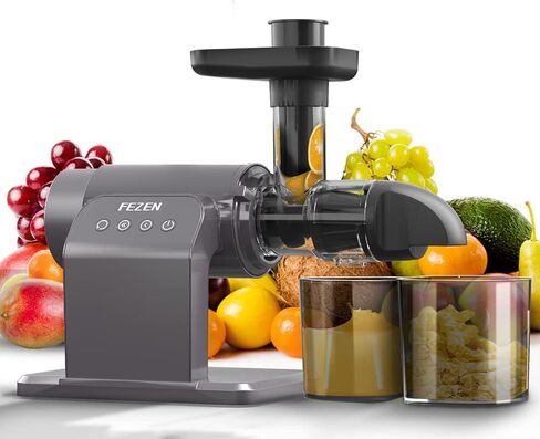 Juicer Machines, Fezen Slow Masticating Juicer Extractor, Cold Press Juicer with Two Speed Modes, Quiet Motor/Reverse Function, Higher Juice Yield Slow Juicer for Vegetables & Fruits, Easy to Clean in Kuwait